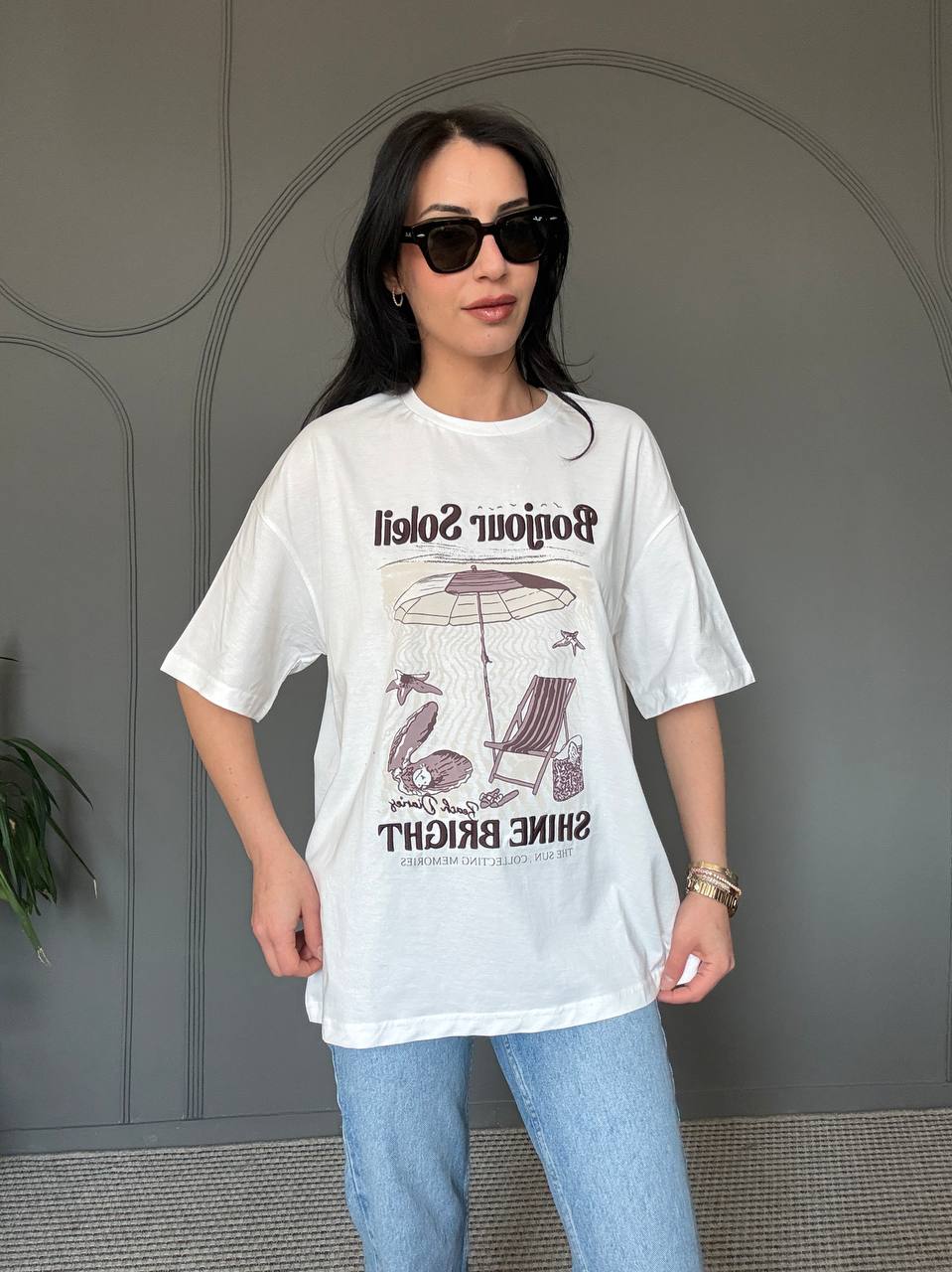 Bonjour Nakışlı T-Shirt